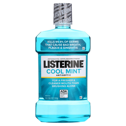 Listerine Cool Mint Antiseptic Mouthwash/Mouth Rinse for Bad Breath & Plaque, 1.5 L