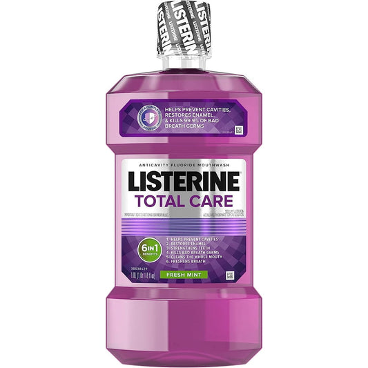 Listerine Total Care Anticavity Fluoride Mouthwash/Mouth Rinse, Fresh Mint, 1 L