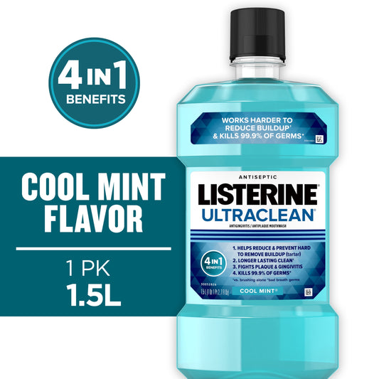 Listerine Ultraclean Antiseptic Gingivitis Mouthwash/Mouth Rinse, Cool Mint, 1.5 L