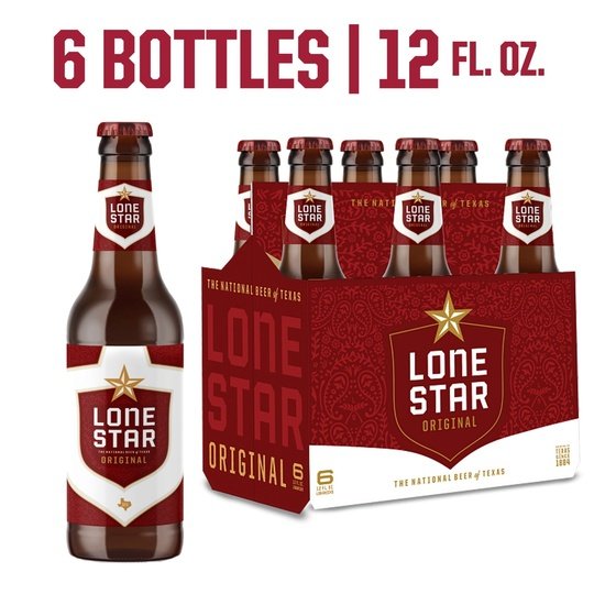 Lone Star Beer, 6 Pack, 12 fl oz Glass Bottles, 4.6% ABV, Domestic Lager