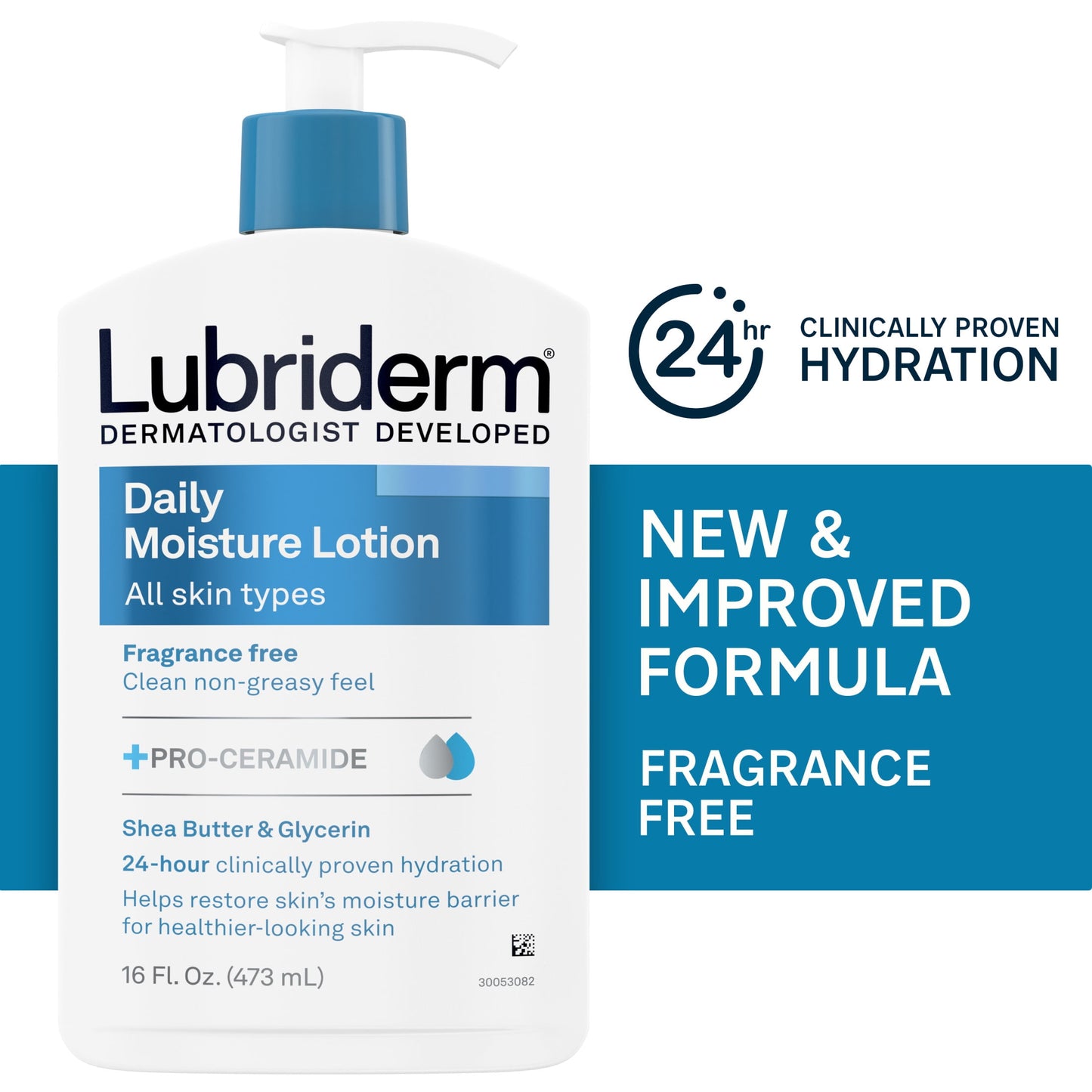 Lubriderm Daily Moisture Full Body Lotion, Fragrance-Free Moisturizer, 16 oz