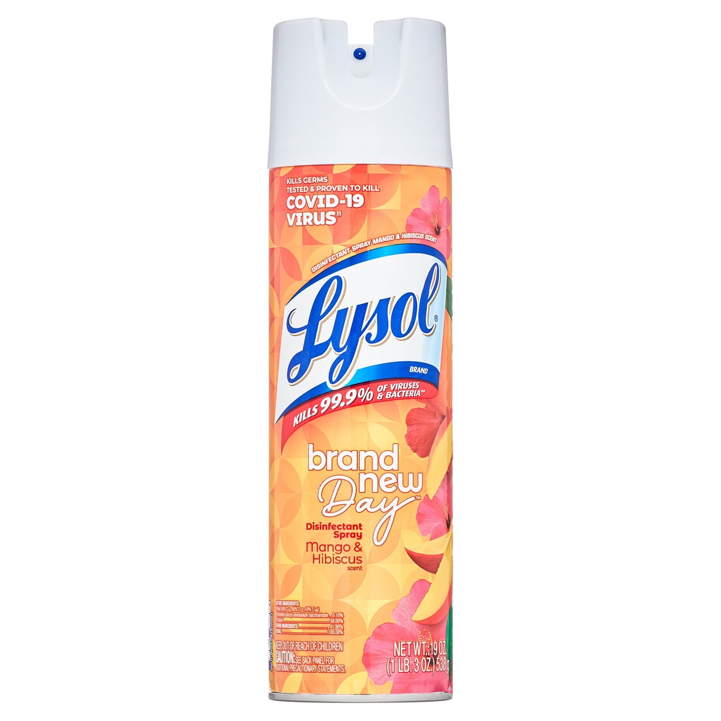 Lysol Disinfectant Spray, Sanitizing and Antibacterial Spray, For Disinfecting and Deodorizing, Brand New Day - Mango & Hibiscus, 19 fl oz each