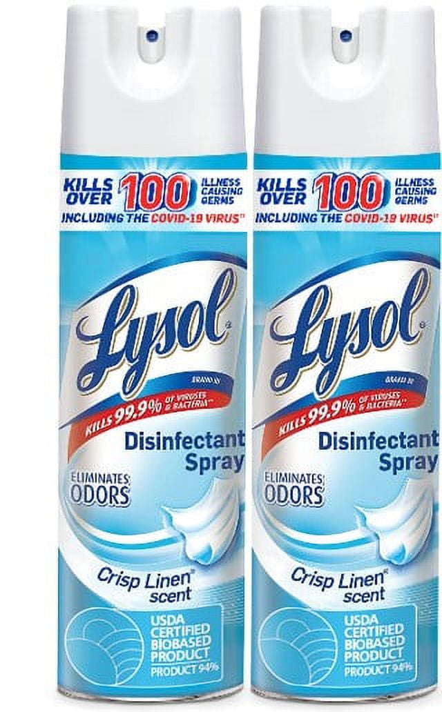 Lysol Disinfectant Spray, Sanitizing and Antibacterial Spray, For Disinfecting and Deodorizing, Crisp Linen, 19 Fl. Oz (Pack of 2)