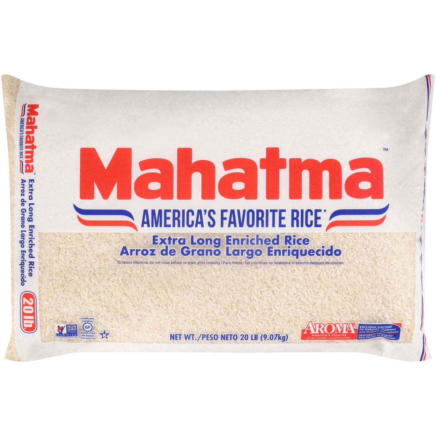 Mahatma Enriched Extra Long Grain White Rice 20 lb Bag