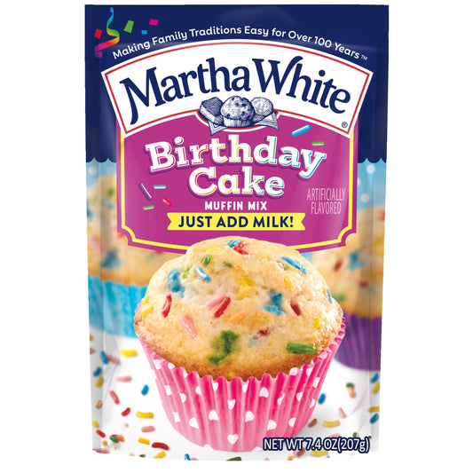 Martha White Birthday Cake Muffin Mix, 7.4 oz Bag