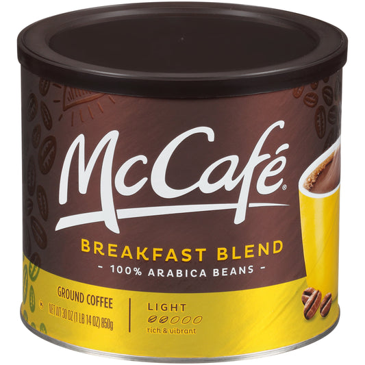 McCafe Light Roast Breakfast Blend Ground Coffee, Caffeinated, 30 oz Can