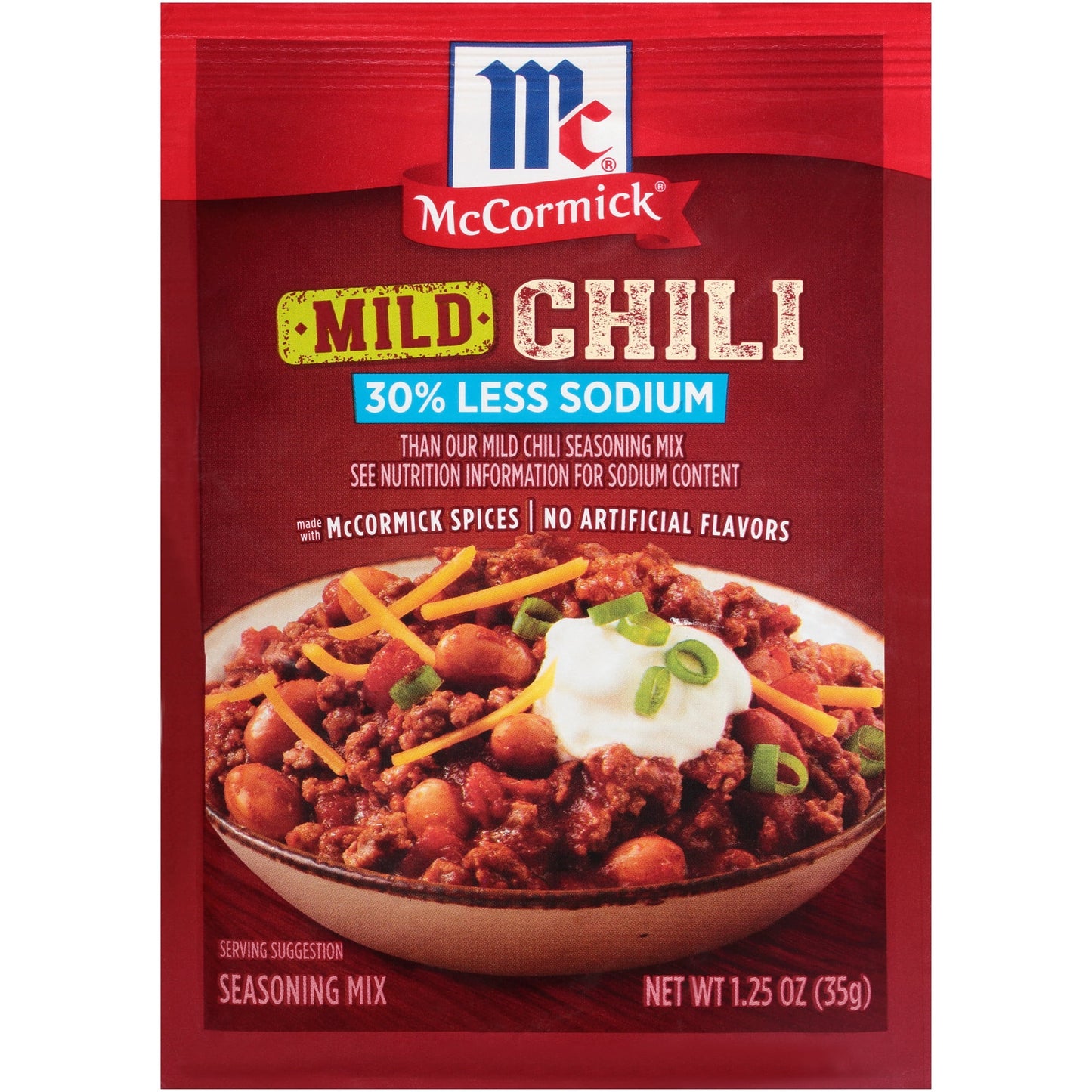 McCormick Chili Seasoning Mix - Mild 30% Less Sodium, 1.25 oz Mixed Spices & Seasonings