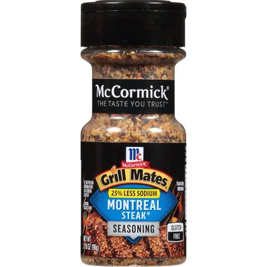 McCormick Grill Mates 25% Less Sodium Montreal Steak Seasoning, 3.18 oz Mixed Spices & Seasonings