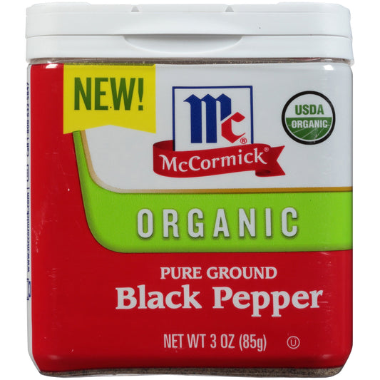 McCormick Organic Black Pepper - Pure Ground, 3 oz Pepper & Peppercorns