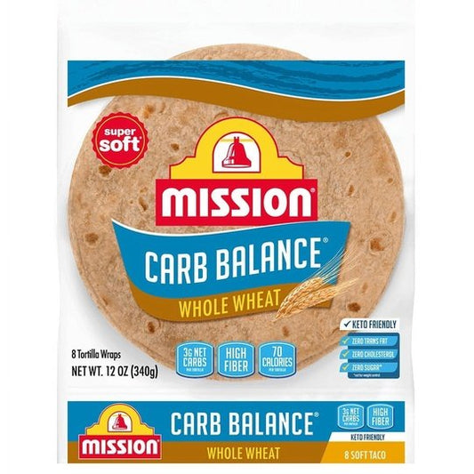 Mission Carb Balance Soft Taco Whole Wheat Tortillas, 8 Count