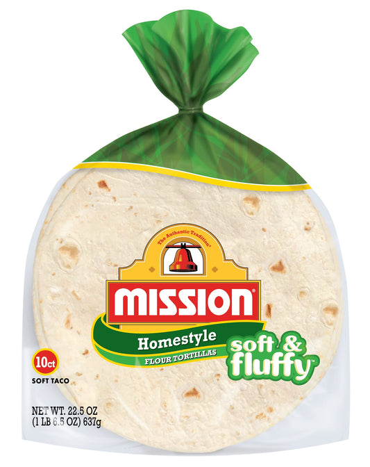 Mission Soft & Fluffy Homestyle Flour Tortillas, 10 Count