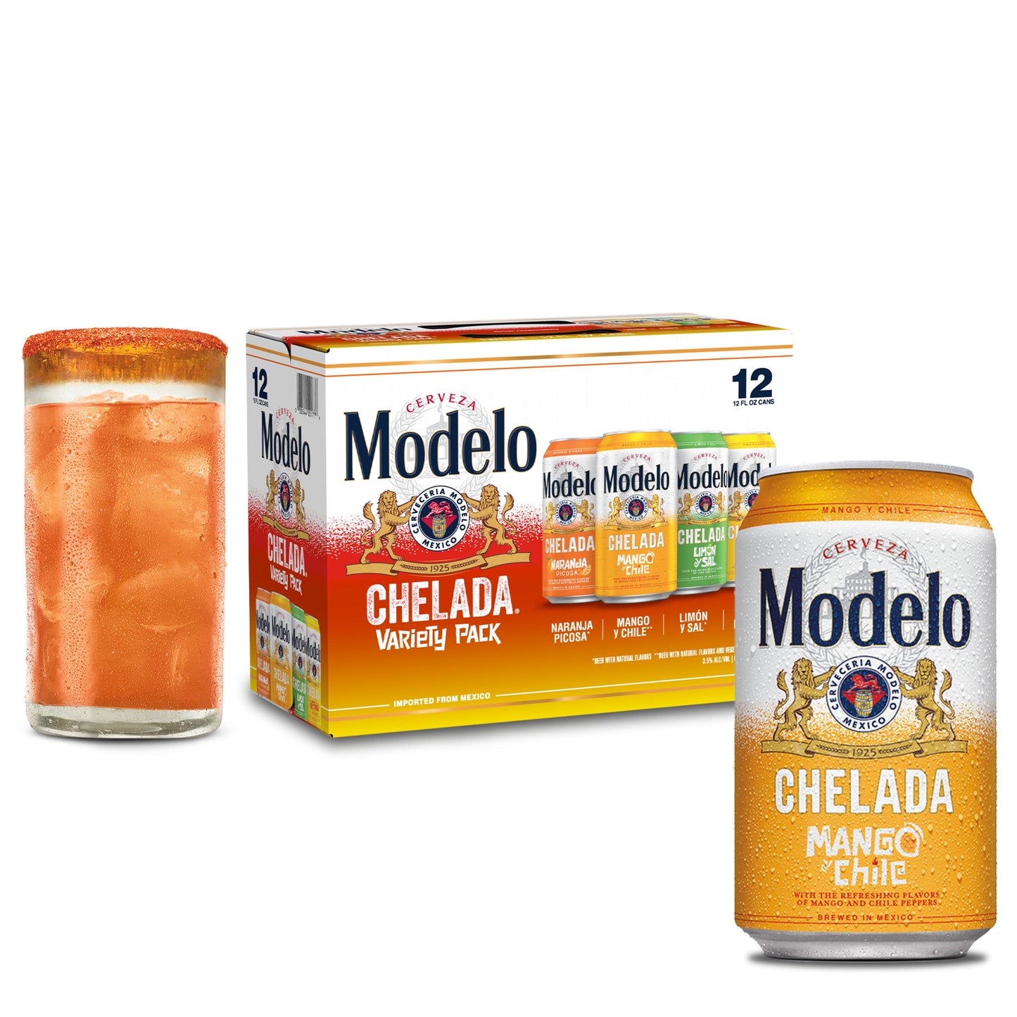 Modelo Chelada Variety Pack Mexican Import Flavored Beer, 12 Pack Beer, 12 fl oz Cans, 3.5% ABV