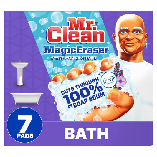 Mr. Clean Magic Eraser Bath with Febreze Lavender Scent, Cleaning Pads with Dura-Foam, 7 count