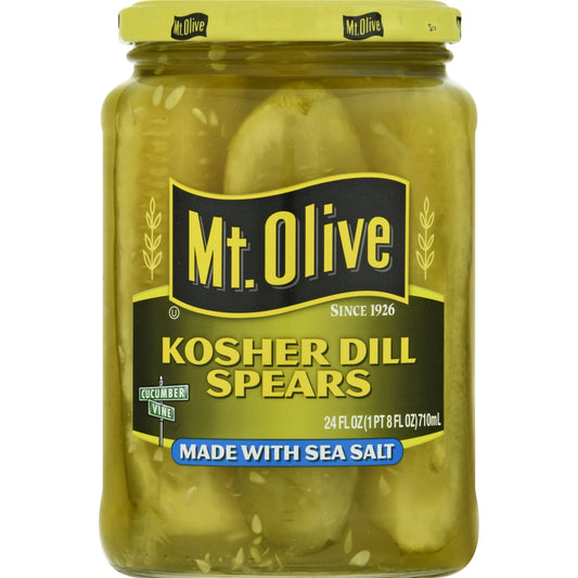 Mt. Olive Kosher Dill Pickle Spears with Sea Salt, 24 fl oz Jar