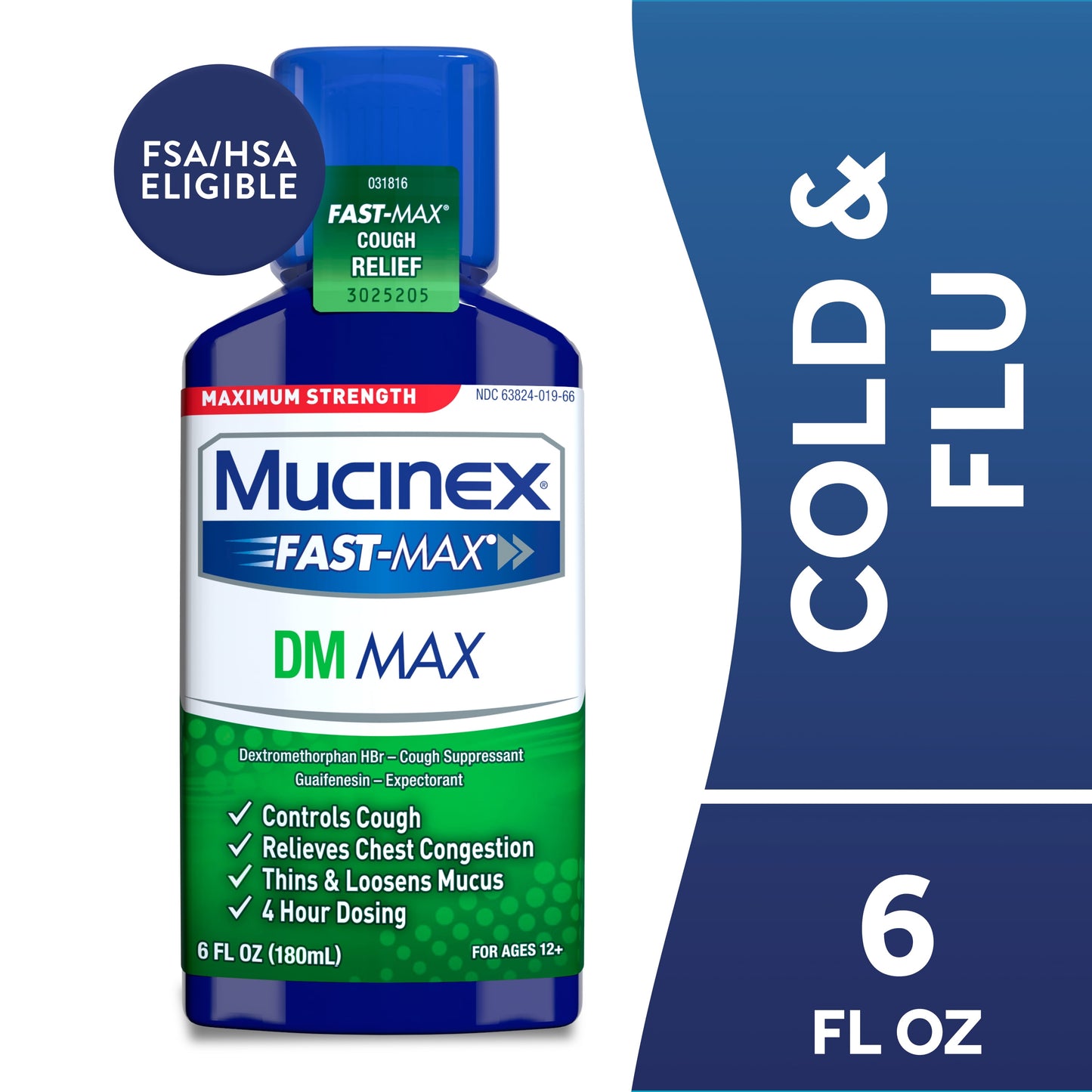 Mucinex Fast Max DM Max, Chest Congestion and Cough Liquid Medicine, 6 fl oz