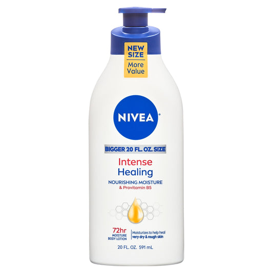 NIVEA Intense Healing Body Lotion, 72 Hour Moisture for Dry to Very Dry Skin, 20 Fl Oz Pump Bottle