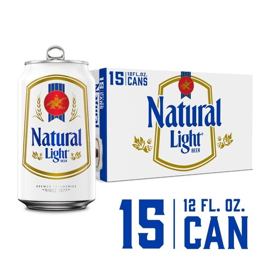 Natural Light Beer, 15 Pack Beer, 12 fl oz Cans 4.2% ABV, Domestic