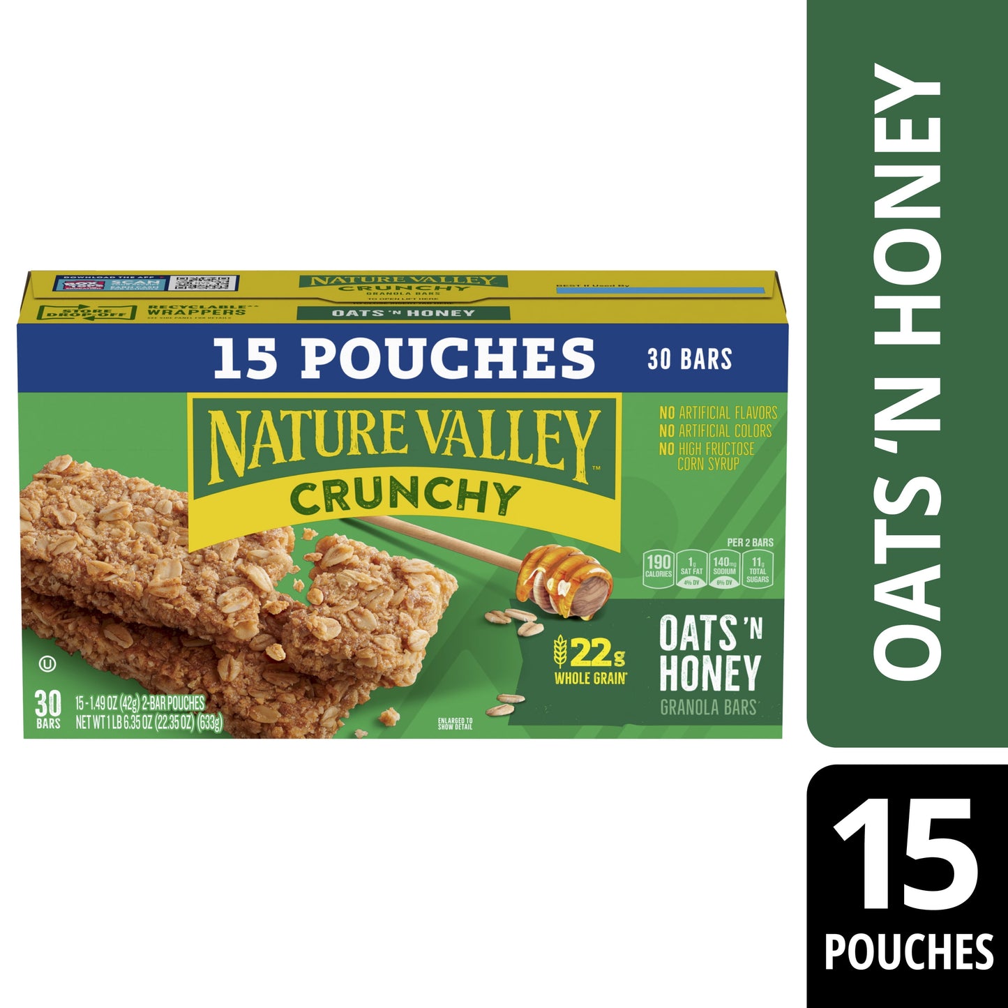 Nature Valley Crunchy Granola Bars, Oats 'n Honey, 30 Bars, 22.35 OZ (15 Pouches)