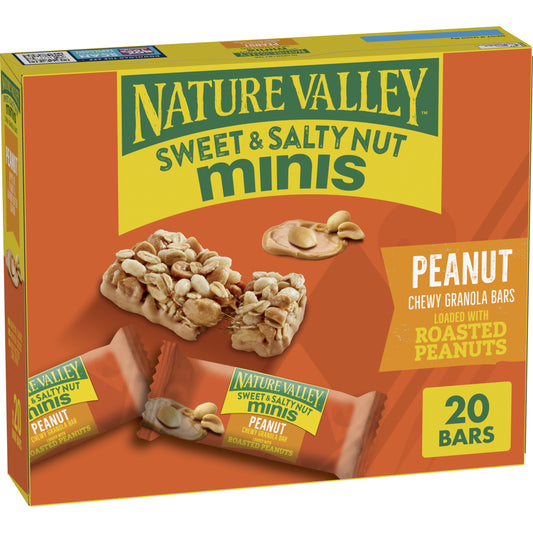 Nature Valley Mini Granola Bars, Sweet and Salty Nut, Peanut, 20 Bars, 15 OZ