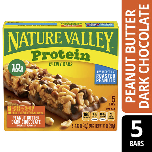 Nature Valley Protein Granola Bars, Peanut Butter Dark Chocolate, 5 Bars, 7.1 OZ