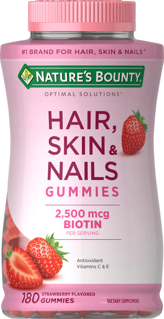 Nature's Bounty Hair, Skin and Nails Strawberry Gummies, 2500mcg Biotin, 180 Ct.