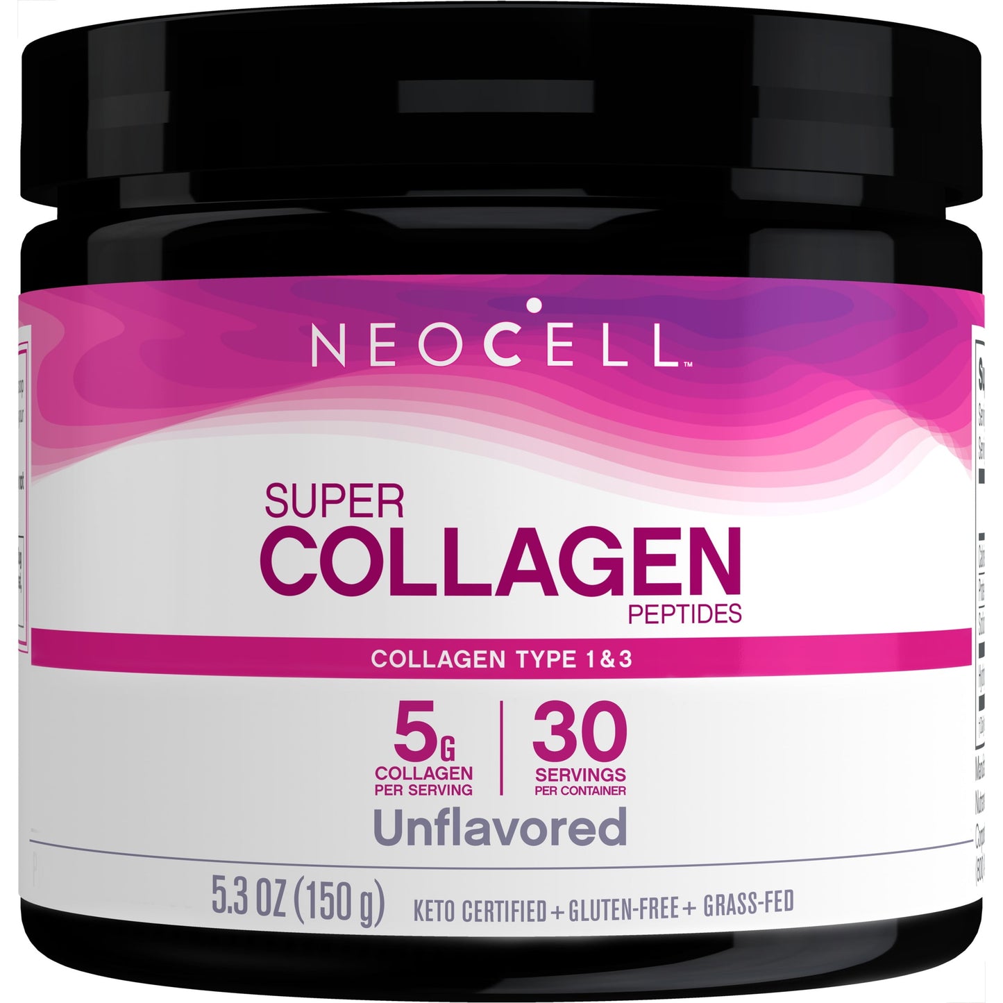 NeoCell Super Collagen Peptides, Grass-Fed Collagen Types 1 and 3, Unflavored, 5.3 oz