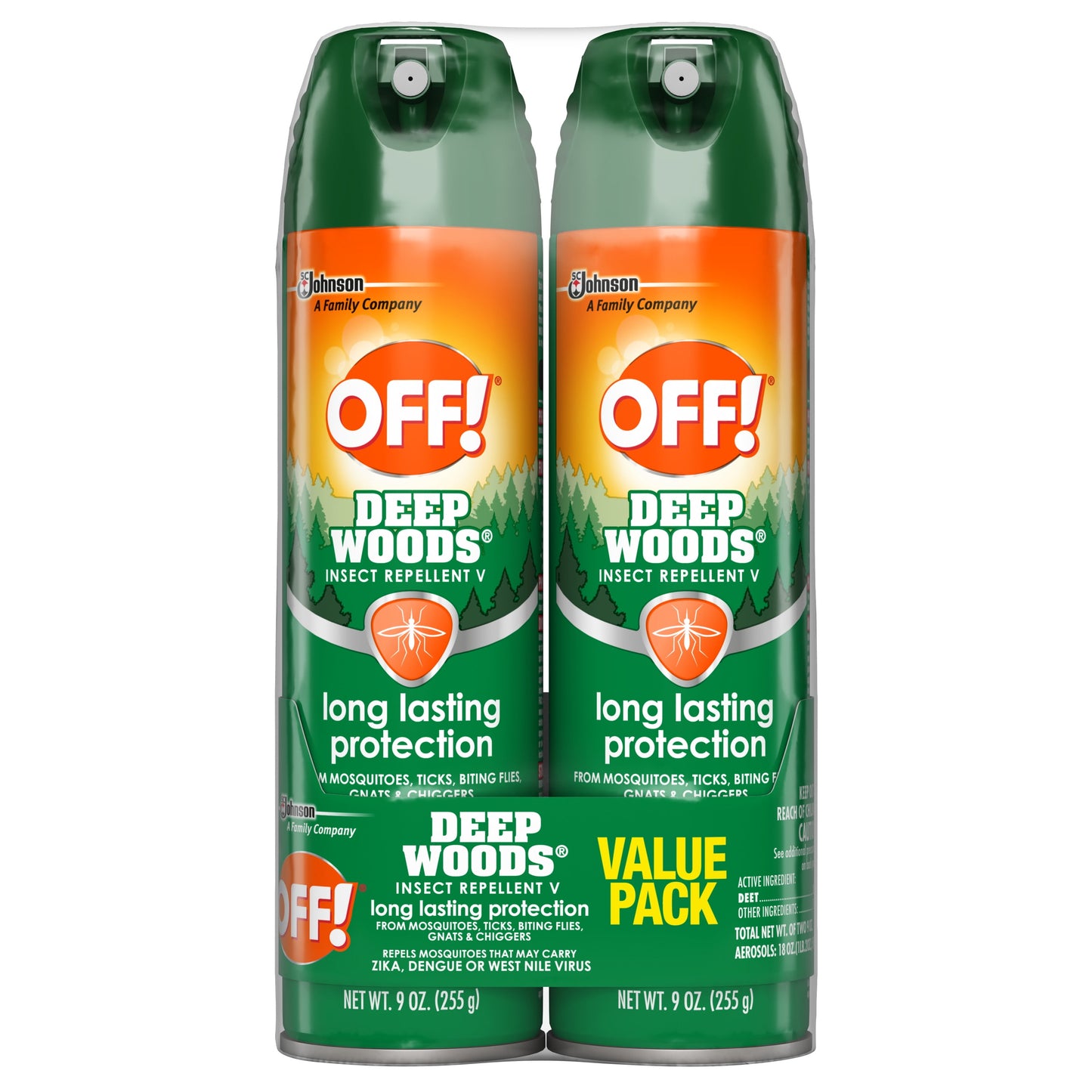 OFF! Deep Woods Insect Repellent V, Biting Insect Spray for Outdoor Use, 9 oz, 2 Count