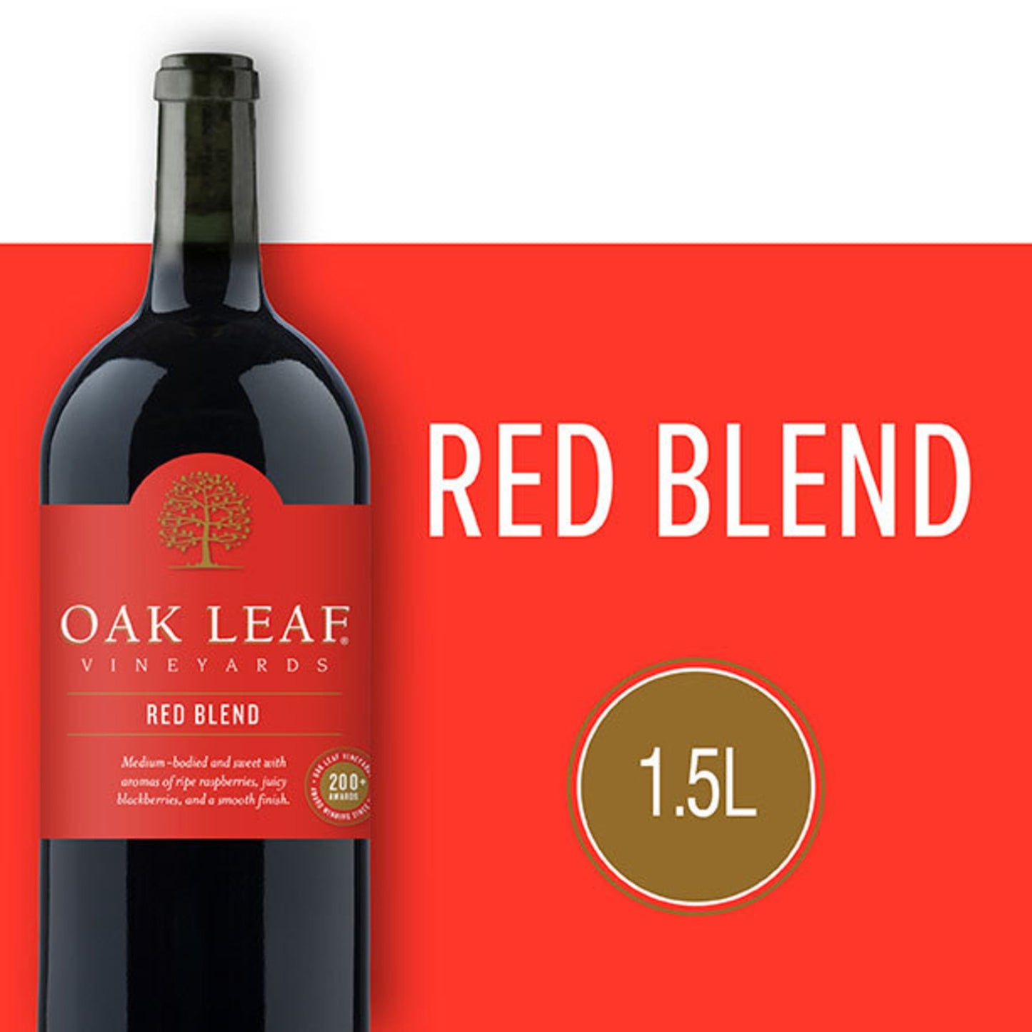 Oak Leaf Vineyards Red Blend Wine, 1.5 L Glass, ABV 9.00%