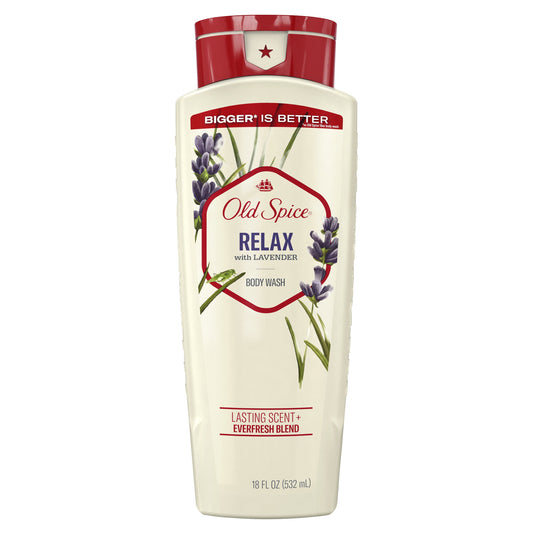 Old Spice Men's Body Wash Relax with Lavender, All Skin Types, 18 fl oz