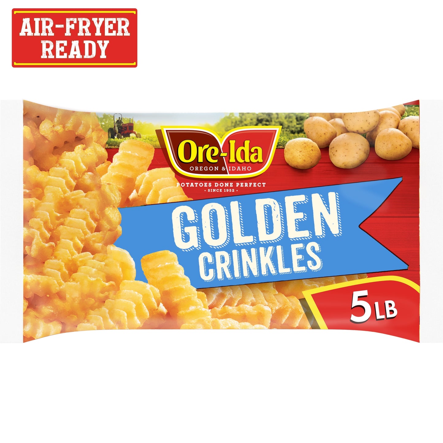 Ore-Ida Golden Crinkles, Crinkle Cut Fries, French Fries Fried Frozen Potatoes, Value Size, 5 lb Bag