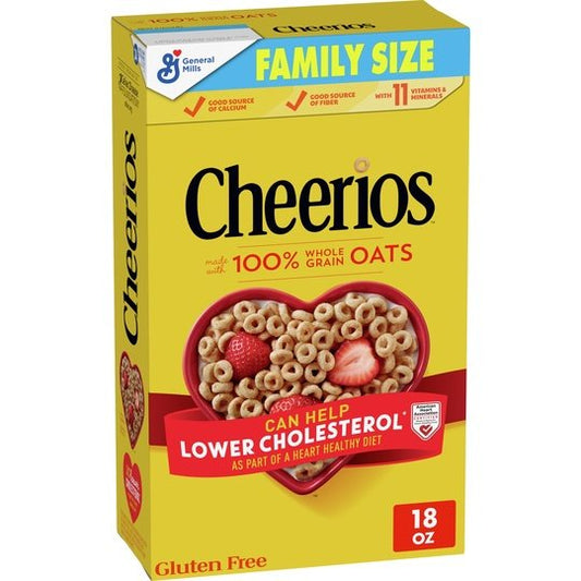 Original Cheerios Heart Healthy Cereal, 18 OZ Family Size Cereal Box