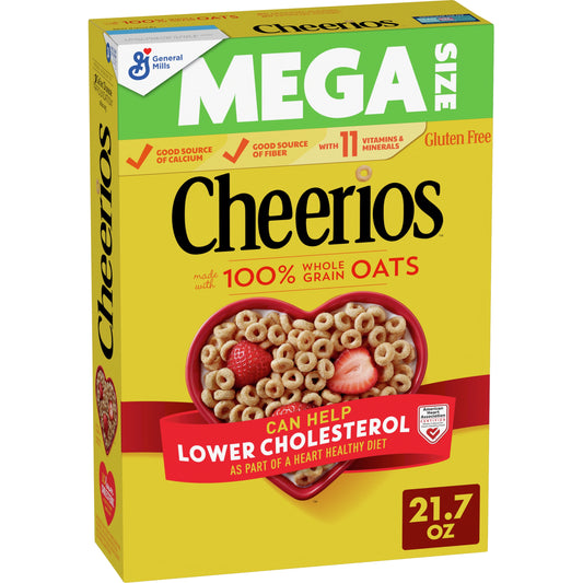 Original Cheerios Heart Healthy Cereal, 21.7 OZ Mega Size Cereal Box