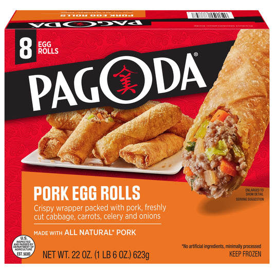 Pagoda Crunchy Pork Egg Rolls with authentic seasoning