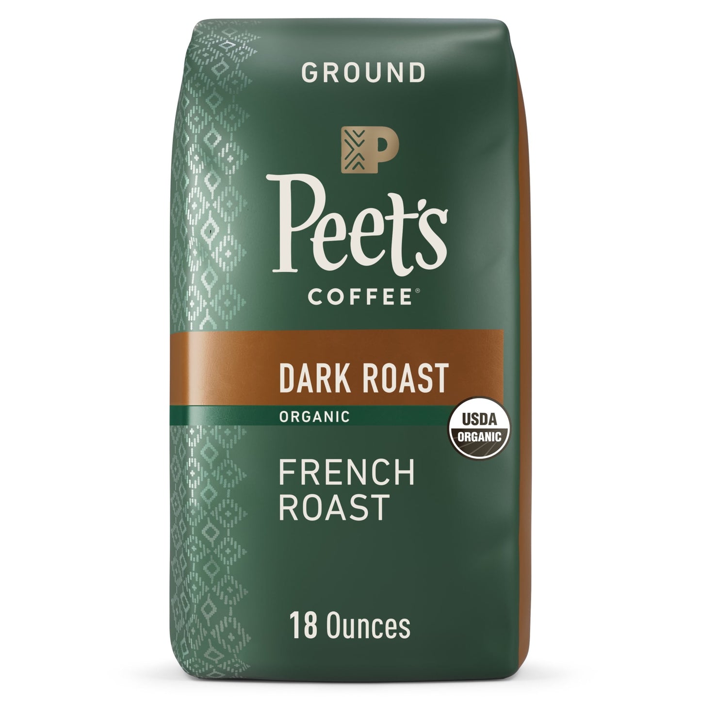 Peet's Coffee Organic French Roast Ground Coffee, Premium Dark Roast, 100% Arabica, 18 oz