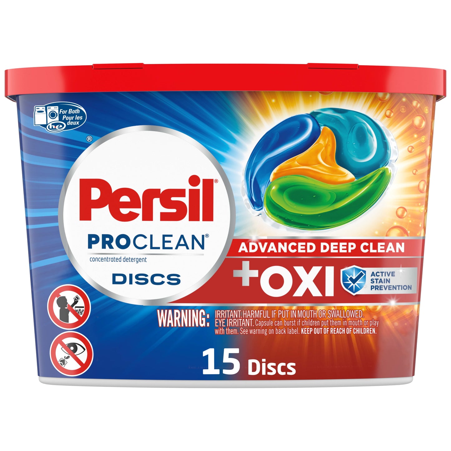 Persil Discs Laundry Detergent Pacs, Oxi, 15 Count