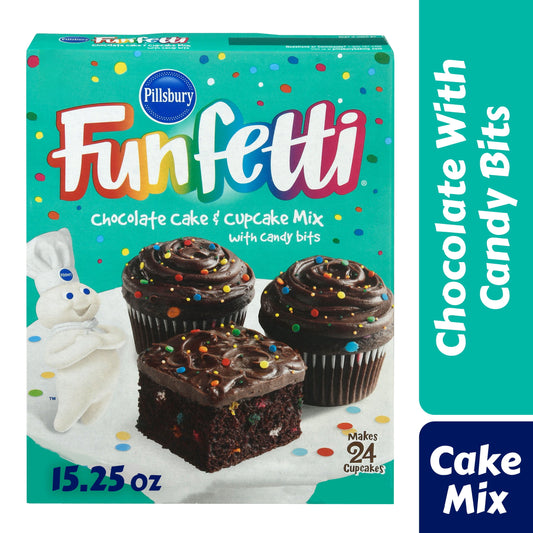 Pillsbury Funfetti Chocolate Cake Mix with Candy Bits, 15.25 Oz Box