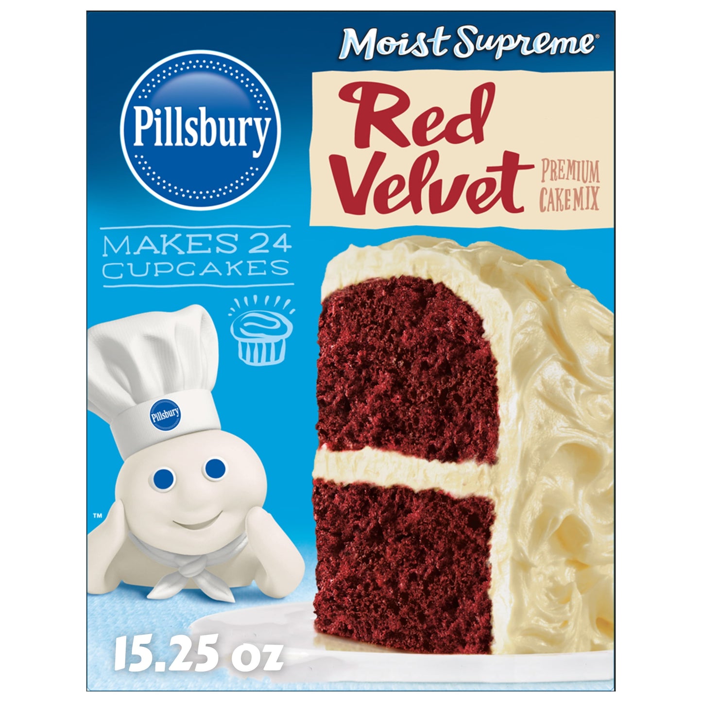 Pillsbury Moist Supreme Premium Red Velvet Cake Mix, 15.25 oz Box