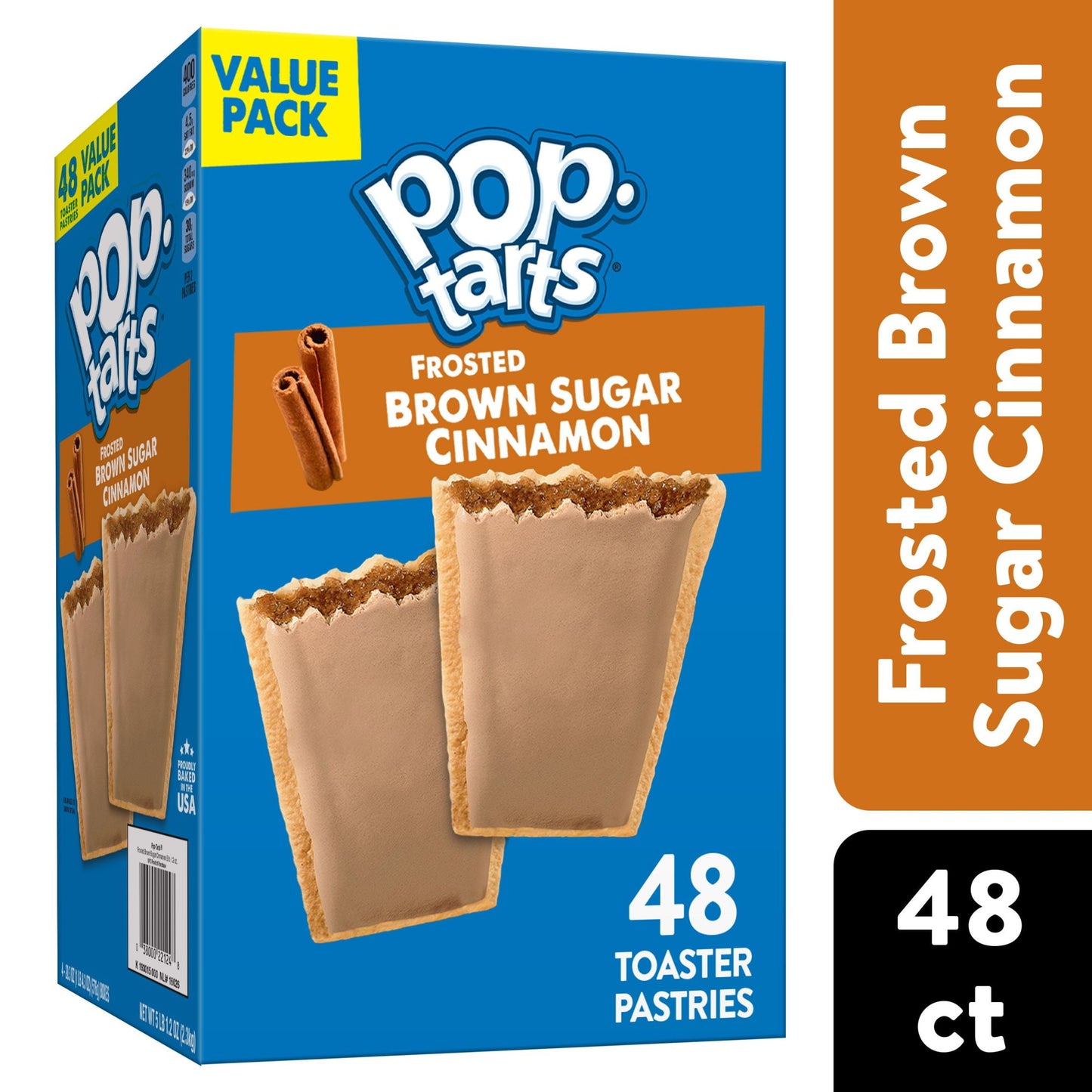 Pop-Tarts Frosted Brown Sugar Cinnamon Instant Breakfast Toaster Pastries, Shelf-Stable, Ready-to-Eat, 81.2 oz, 48 Count Box