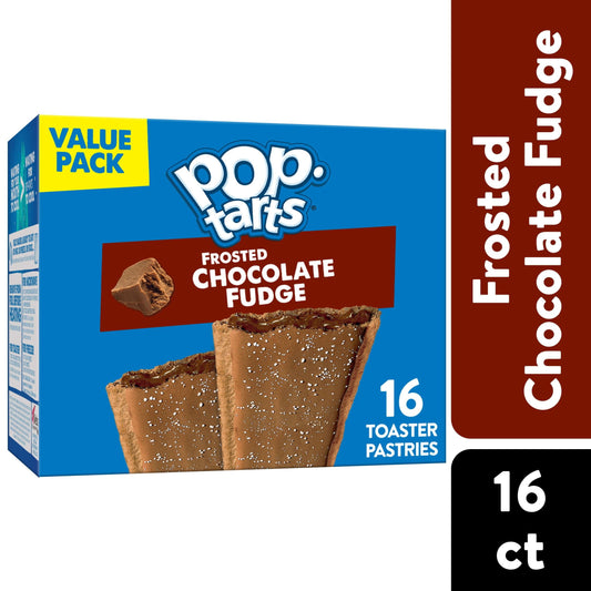 Pop-Tarts Frosted Chocolate Fudge Instant Breakfast Toaster Pastries, Shelf-Stable, Ready-to-Eat, 27 oz, 16 Count Box