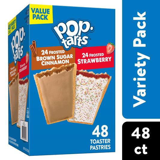 Pop-Tarts Variety Pack Instant Breakfast Toaster Pastries, Shelf-Stable, Ready-to-Eat, 81.2 oz, 48 Count Box