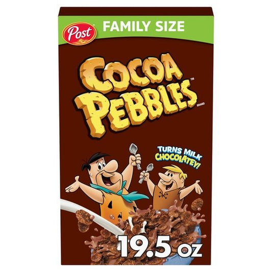 Post Cocoa PEBBLES Cereal, Chocolatey Kids Cereal, Gluten Free, 19.5 OZ Family Size Box