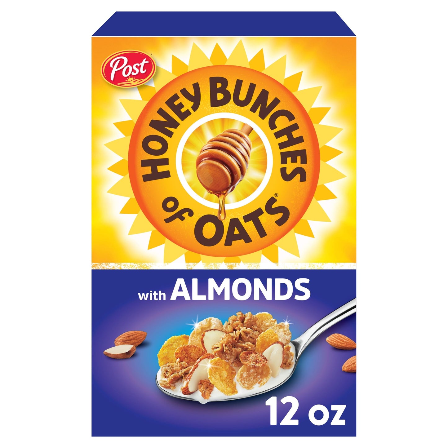 Post Honey Bunches of Oats with Almonds Breakfast Cereal, 12 OZ Box –  instafresh