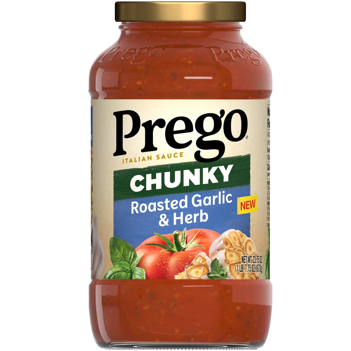 Prego Chunky Roasted Garlic and Herb Spaghetti Sauce, 23.75 oz Jar