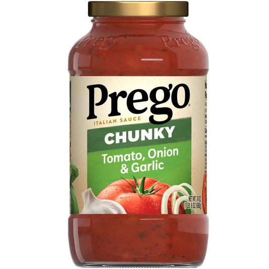 Prego Chunky Tomato with Garlic and Onion Spaghetti Sauce, 24 oz Jar