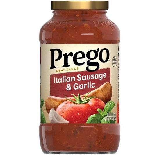 Prego Italian Sausage and Garlic Spaghetti Sauce, 23.5 oz Jar