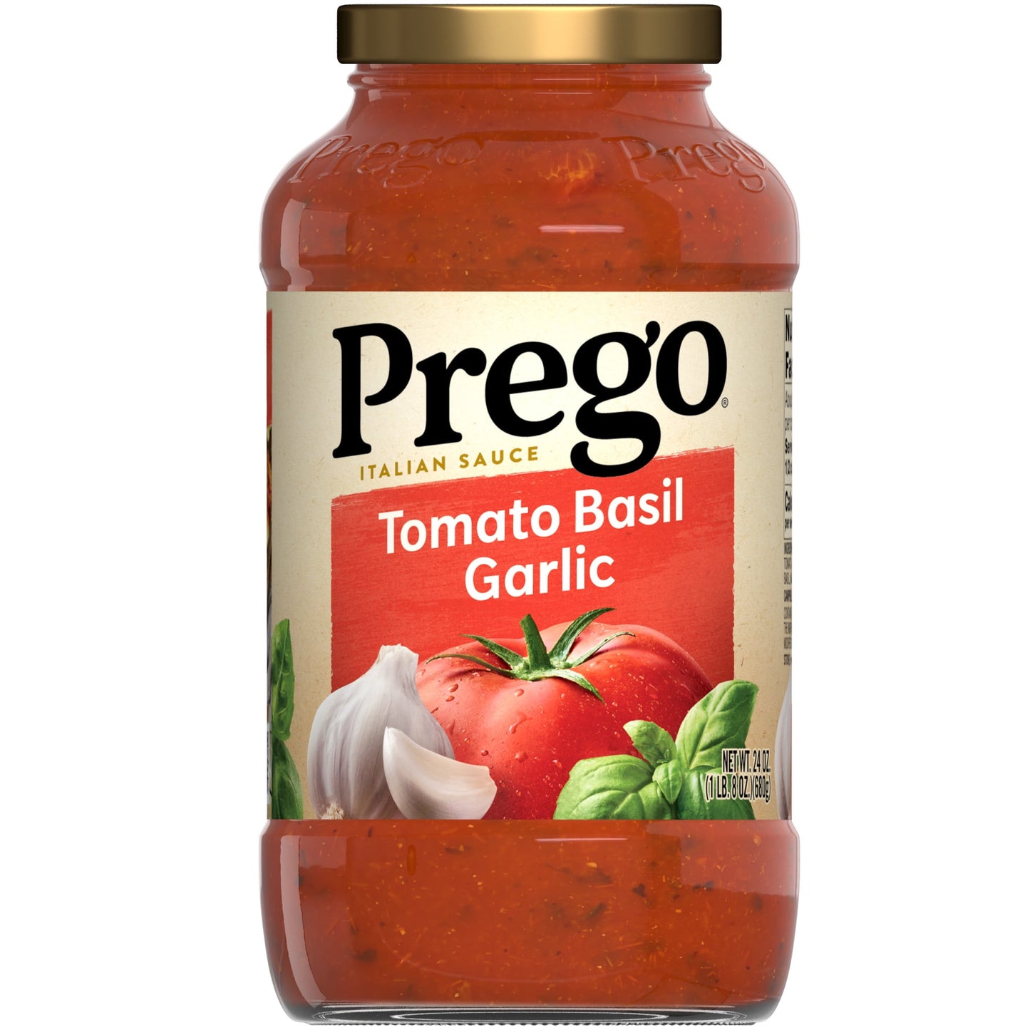 Prego Italian Tomato Sauce with Basil & Garlic, 24 oz Jar