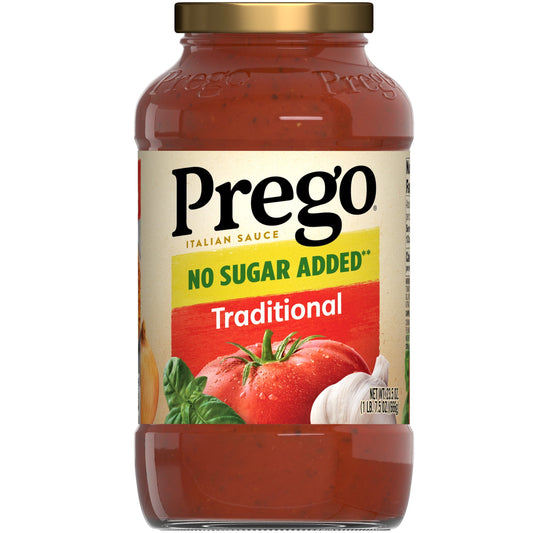 Prego Traditional No Sugar Added Spaghetti Sauce, 23.5 oz Jar