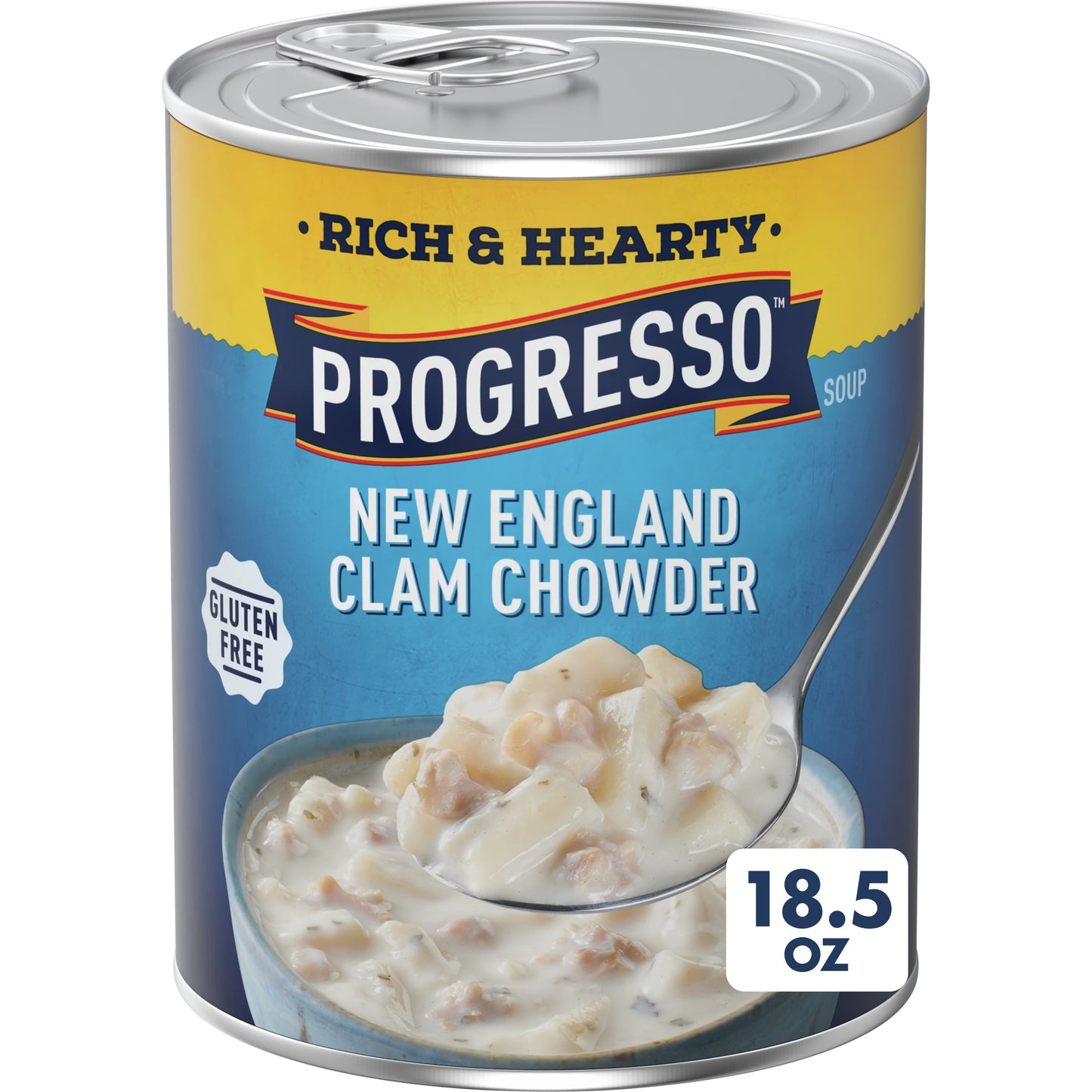 Progresso New England Clam Chowder Soup, Rich & Hearty Canned Soup, Gluten Free, 18.5 oz