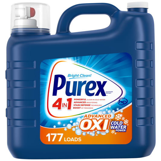 Purex Liquid Laundry Detergent Plus Oxi, Fresh Morning Burst, 265.5 Ounce, 177 Total Loads