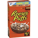 REESEâS PUFFS Chocolatey Peanut Butter Cereal, Kid Breakfast Cereal, Family Size, 19.7 oz
